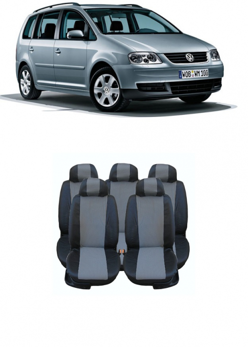Set huse piele si textil  VOLKSWAGEN TOURAN 2004-2009 (SCAUNE INDIVIDUALE SPATE) [1]