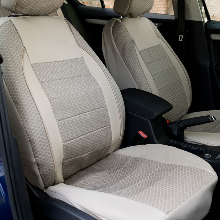 Set huse scaune bej piele si textil BMW X3 2003 - 2010 (bancheta fractionata) [9]