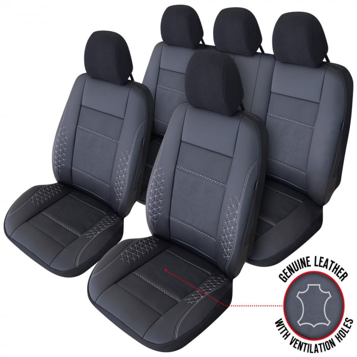 Set huse scaune cu insertii de piele naturala Volkswagen Caddy (2004-2015) [1]