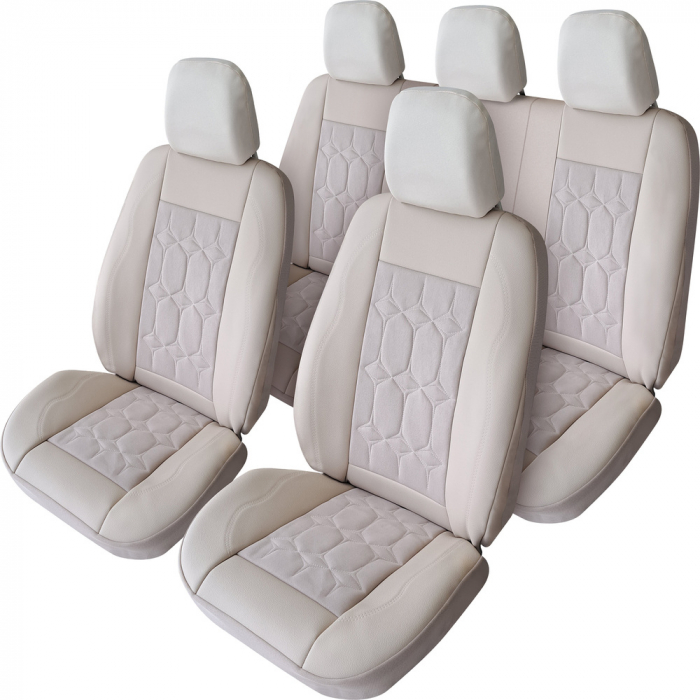Set huse scaune auto piele alcantara Bej compatibile VW Golf 7 (2014-2019) [2]