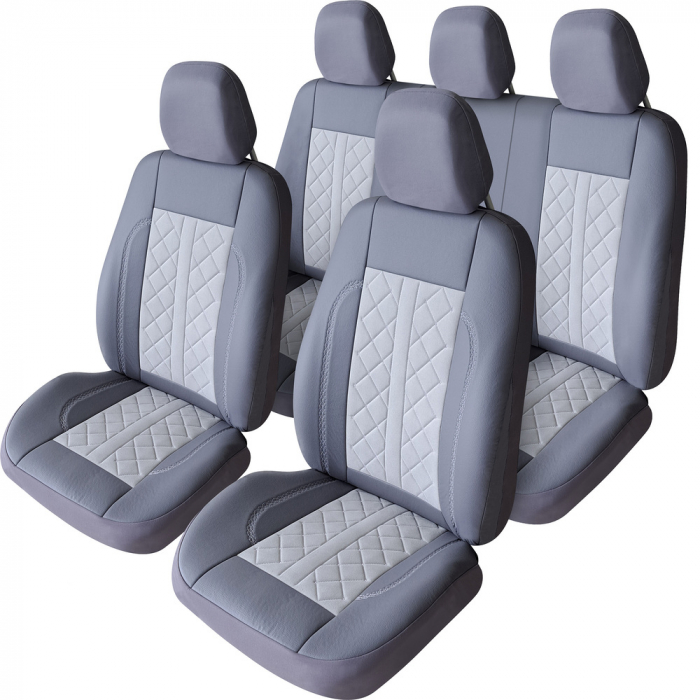Set huse scaune auto piele alcantara Gri compatibile Renault Megane III (2009-2016)  (Compatibile cu sistem AIBARG) [1]