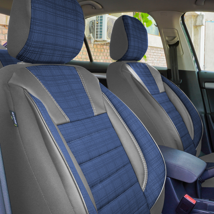 Set Huse Scaune piele si textil compatibile Skoda Octavia (2012-2020) Albastru [3]