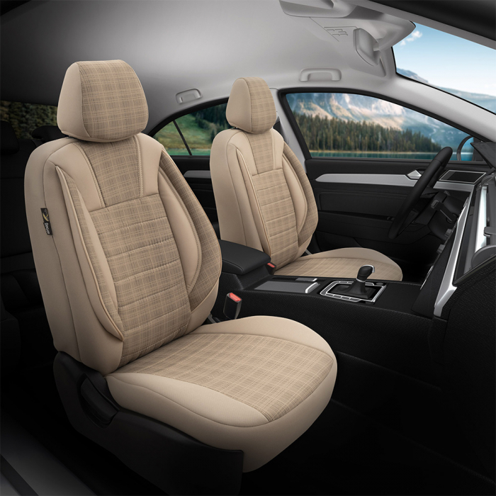 Set Huse Scaune piele si textil compatibile Skoda Octavia (2012-2020) Bej [1]