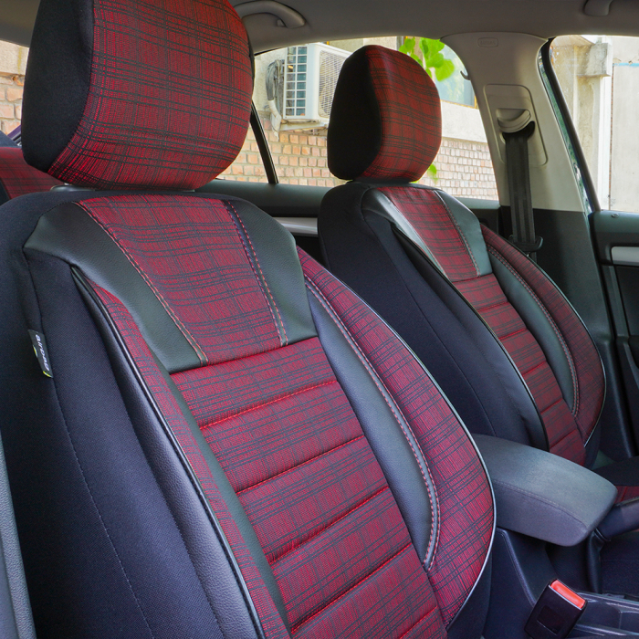 Set Huse Scaune piele si textil compatibile Skoda Octavia (2012-2020) ROSU [2]