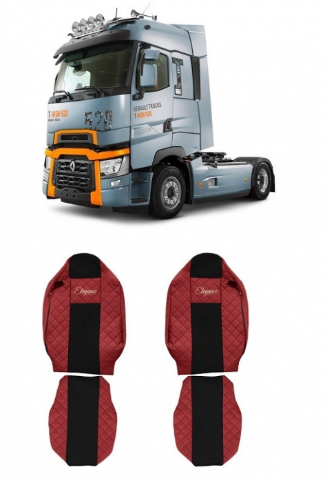 Set huse scaun piele camion Renault T (2013-2022) Rosu [1]