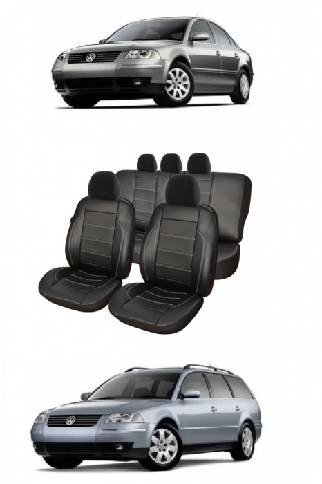 Set huse scaun piele perforata VW Passat (1999-2005) Negru [1]