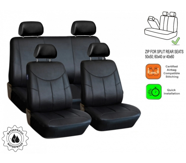 Set huse scaune piele  VW Passat B6 (2005-2010) Negru [3]