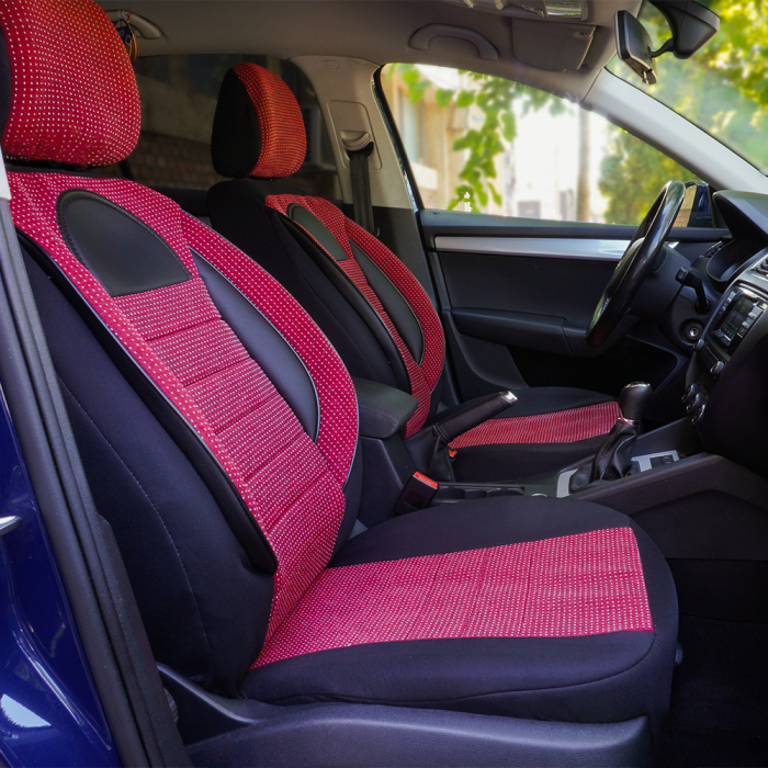 Set Huse Scaune piele si textil Skoda Octavia (2004-2009) Rosu [1]
