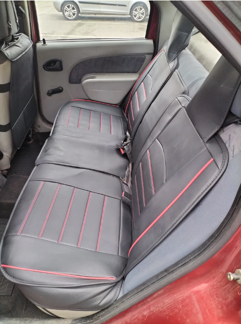 Set huse Scaune Auto Lux Piele ecologica  Dacia Logan (2004-2012) Negru/Rosu 9buc [7]