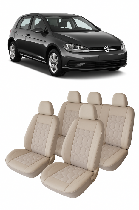 Set huse scaune auto piele alcantara Bej compatibile VW Golf 7 (2014-2019) [1]