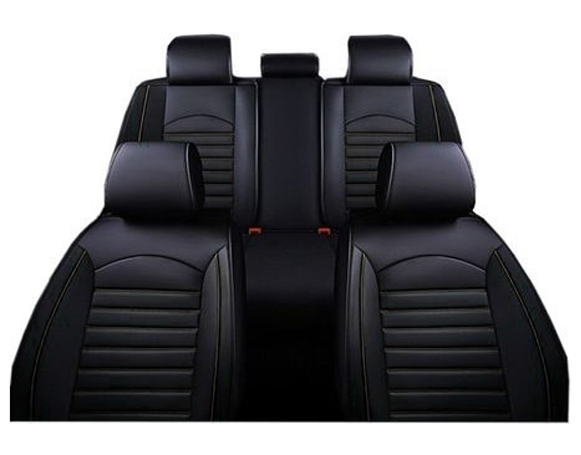 Set Huse Scaune Auto Universale Lux, Piele ecologica, Negru 9buc [2]