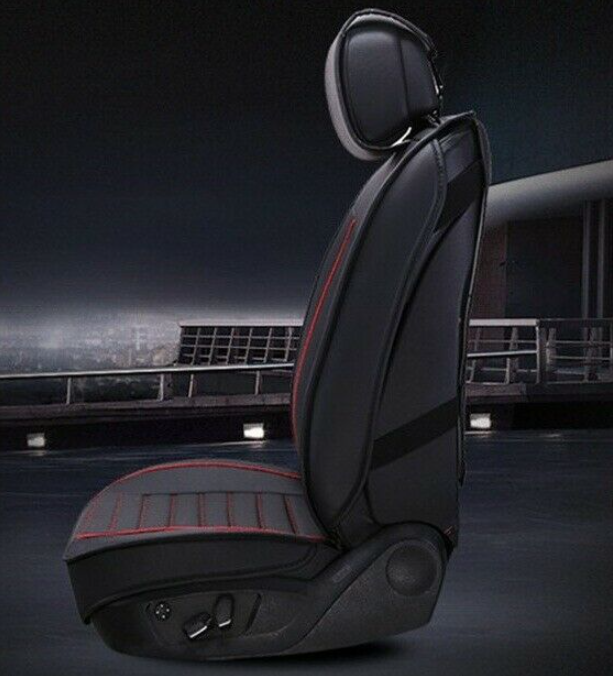 Set huse Scaune Auto Lux Piele ecologica Dacia Logan (2012-2025) Negru/Rosu 9buc [2]