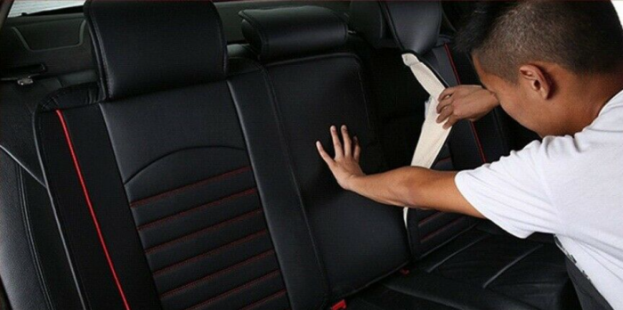 Set huse Scaune Auto Lux Piele ecologica Volkswagen Jetta V (2005-2010) Negru/Rosu 9buc [5]