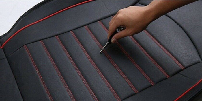 Set huse Scaune Auto Lux Piele ecologica Skoda Octavia (2013-2019) Negru/Rosu 9buc [4]