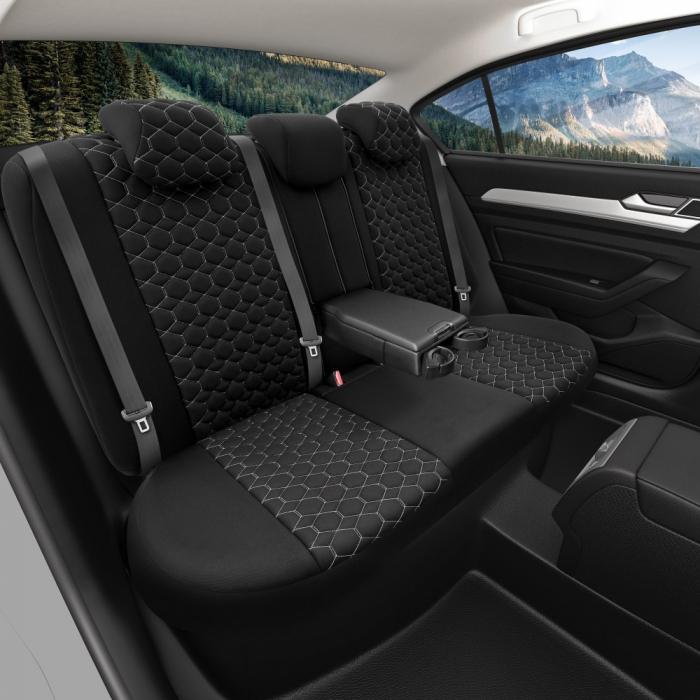Set Huse scaune auto  VW TIGUAN 2008-2013 Piele ecologica + Textil Gri [4]