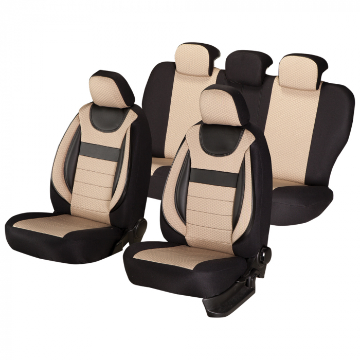Set huse scaune compatibile AUDI Q5 I (8RB) (2008-2017) Negru-Bej [1]