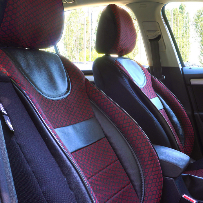Set huse scaune compatibile Dacia Duster 2010-2017 Piele + Textil (Compatibile cu sistem AIRBAG) [3]