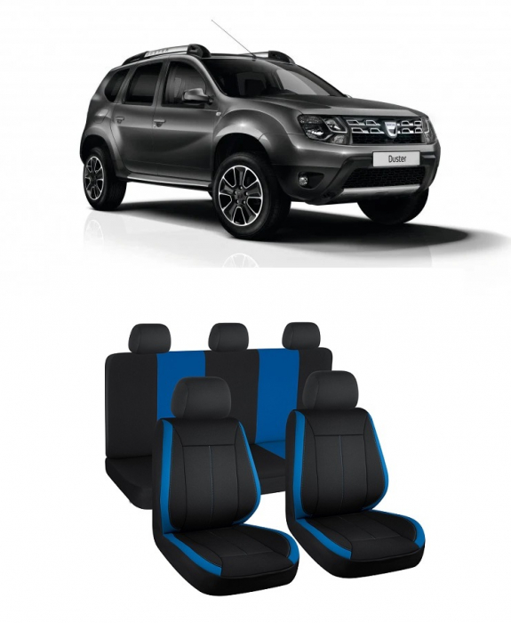 Set huse scaune dedicate Dacia Duster (2009-2017) Negru-Albastru Vision [1]