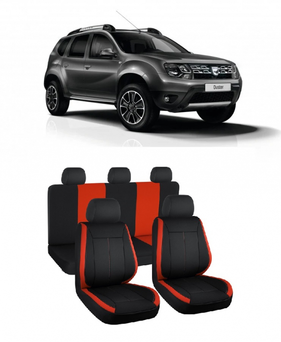 Set huse scaune dedicate Dacia Duster (2009-2017) Negru-Rosu Vision [1]
