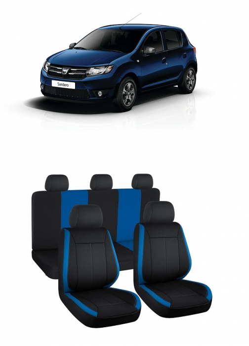 Set huse scaune dedicate Dacia Sandero II (2013-2020)  Albastru ViSION [1]