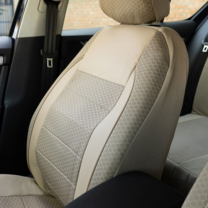 Set huse scaune piele si textil bej SKODA KAMIQ 2016-2023  Premium (Bancheta fractionata ) [3]