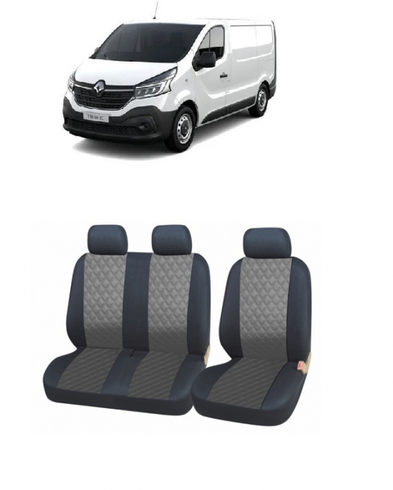 Set huse scaune eco piele dedicate Renault Trafic 2+1 (2000-2014) [1]