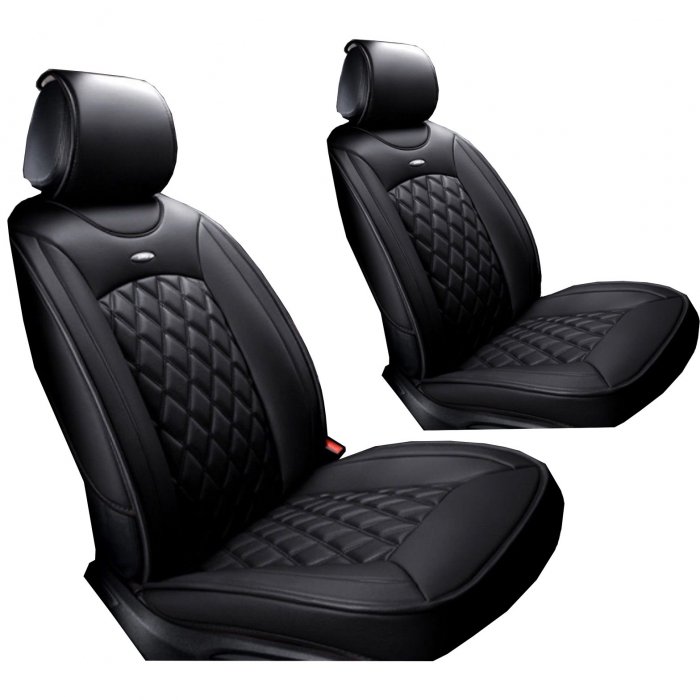 Set huse scaune fata universale lux Piele ecologica - negru [2]