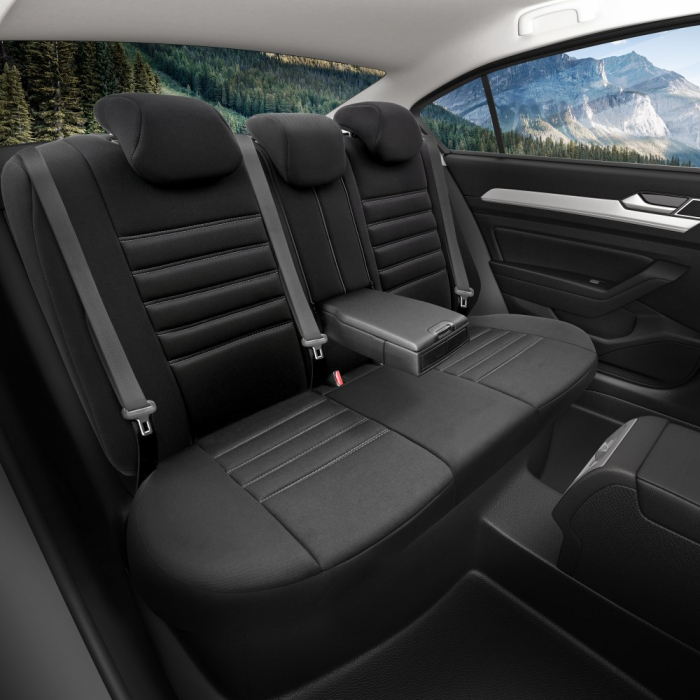 Set huse scaune indibidual Gri compatibile VW Passat B6 (2005-2010)Piele+Textil (Compatibile cu sistem AIRBAG) [4]