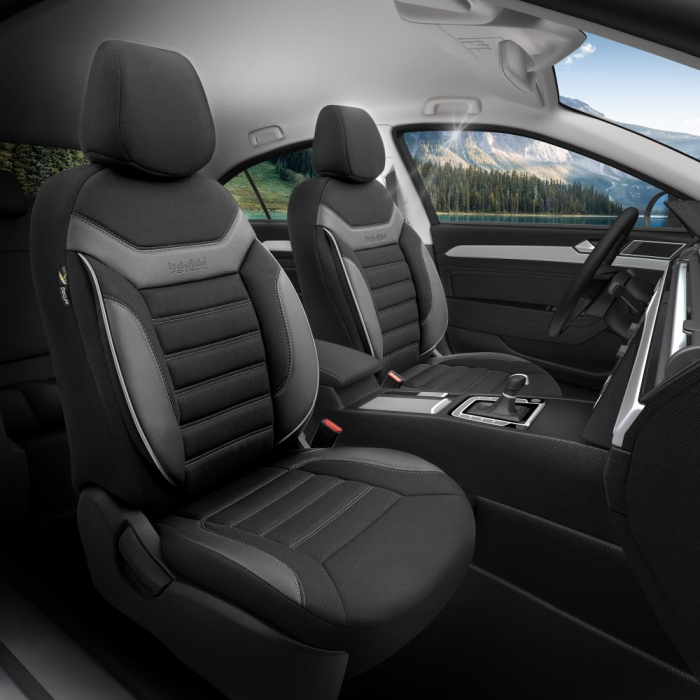 Set huse scaune indibidual Gri compatibile VW Passat B6 (2005-2010)Piele+Textil (Compatibile cu sistem AIRBAG) [2]