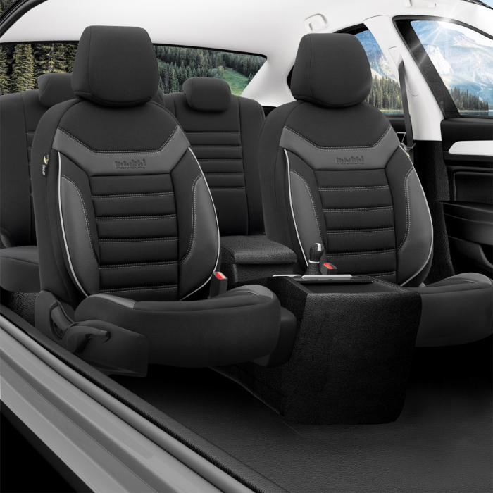 Set huse scaune indibidual Gri compatibile VW Passat B6 (2005-2010)Piele+Textil (Compatibile cu sistem AIRBAG) [3]