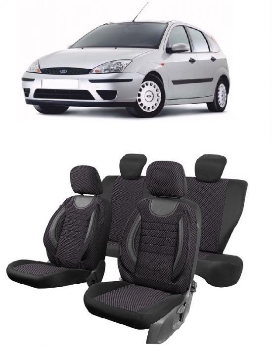 Set Huse scaune insertii piele ecologica FORD Focus 1 (1998-2005) Negru - Copie [1]