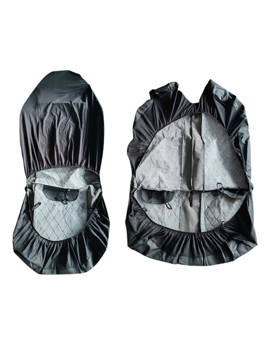 Set huse scaune piele ecologica 2+1 cu tetiera integrata – Negru cu cusatura albastra [4]