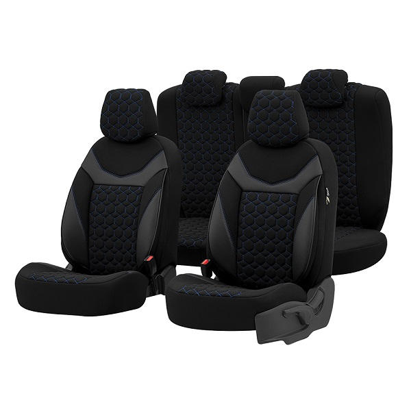Set huse scaune Piele ecologica cu textil VW Golf V (2003-2009)  Albastru [1]
