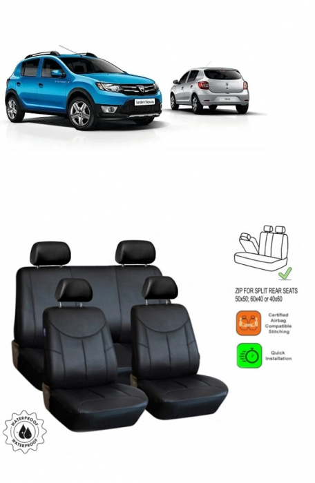 Set huse scaune piele ecologica Dacia Sandero (2013-2020) Bancheta Fractionata [1]