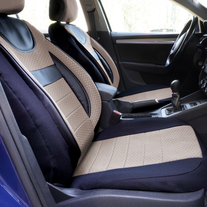 Set huse scaune piele si textil compatibile VW PASSAT B7 (2010-2015) Bej [2]
