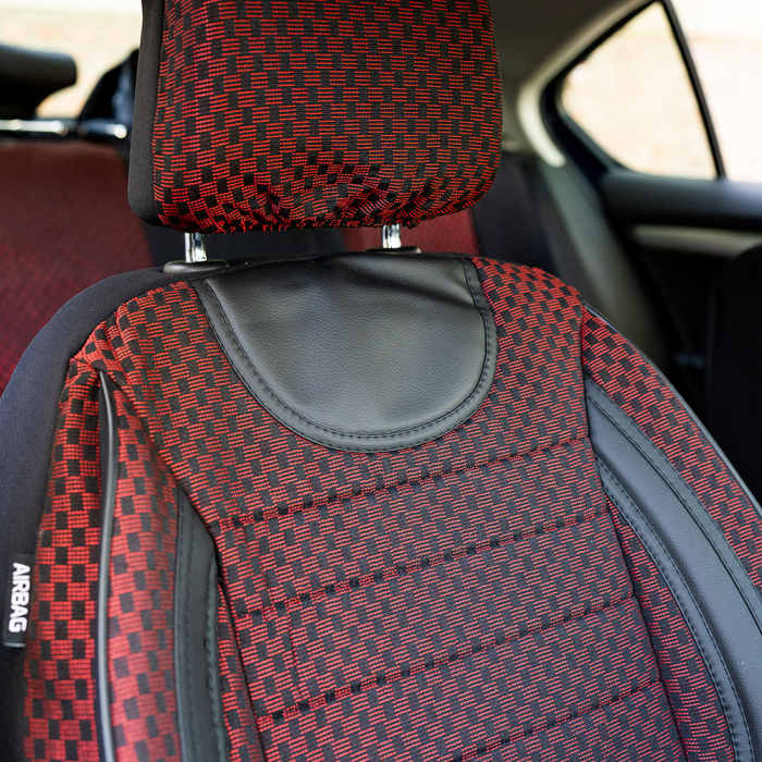 Set huse scaune Piele si textil SKODA OCTAVIA II (2004-2013) Rosu [3]