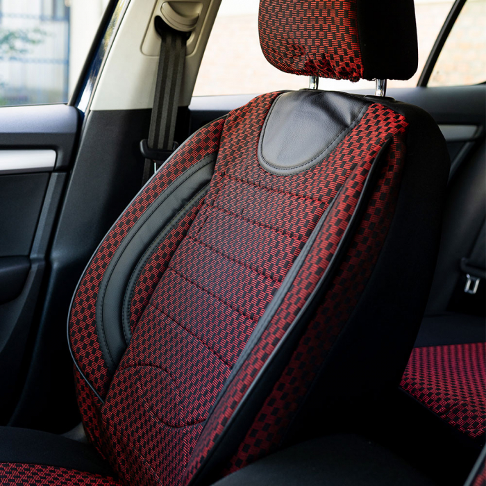 Set huse scaune Piele si textil SKODA OCTAVIA II (2004-2013) Rosu [2]