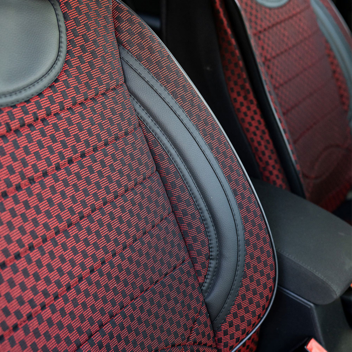 Set huse scaune Piele si textil SKODA OCTAVIA II (2004-2013) Rosu [5]