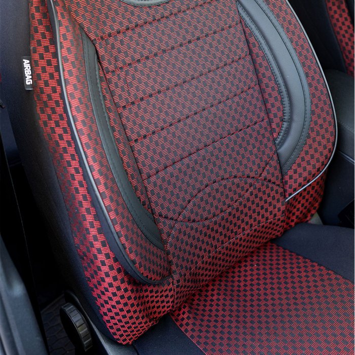 Set huse scaune Piele si textil SKODA OCTAVIA II (2004-2013) Rosu [4]