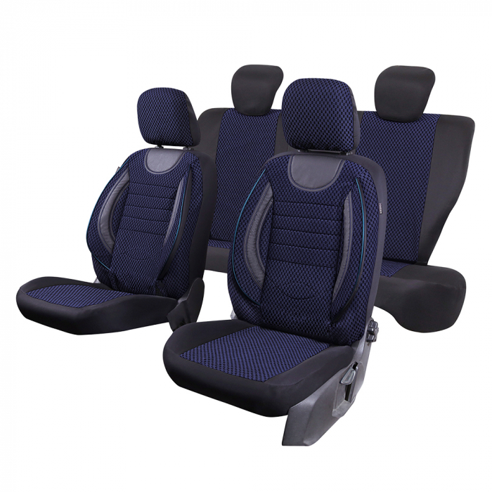 Set huse scaune Piele si textil SKODA OCTAVIA II (2004-2013) Albastru [6]