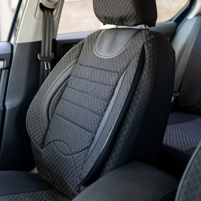 Set huse scaune Piele si textil SKODA OCTAVIA II (2004-2013) NEGRU [2]