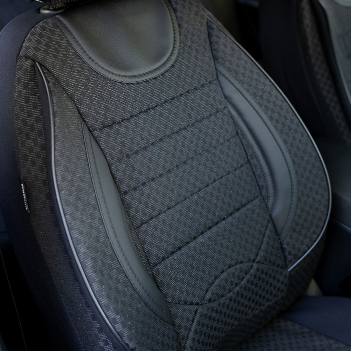 Set huse scaune Piele si textil SKODA OCTAVIA II (2004-2013) NEGRU [3]