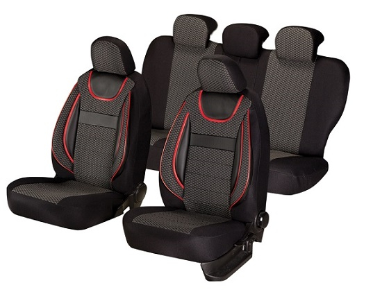Set huse scaune piele si textil VW PASSAT B7 (2010-2015)  Negru -Rosu [6]