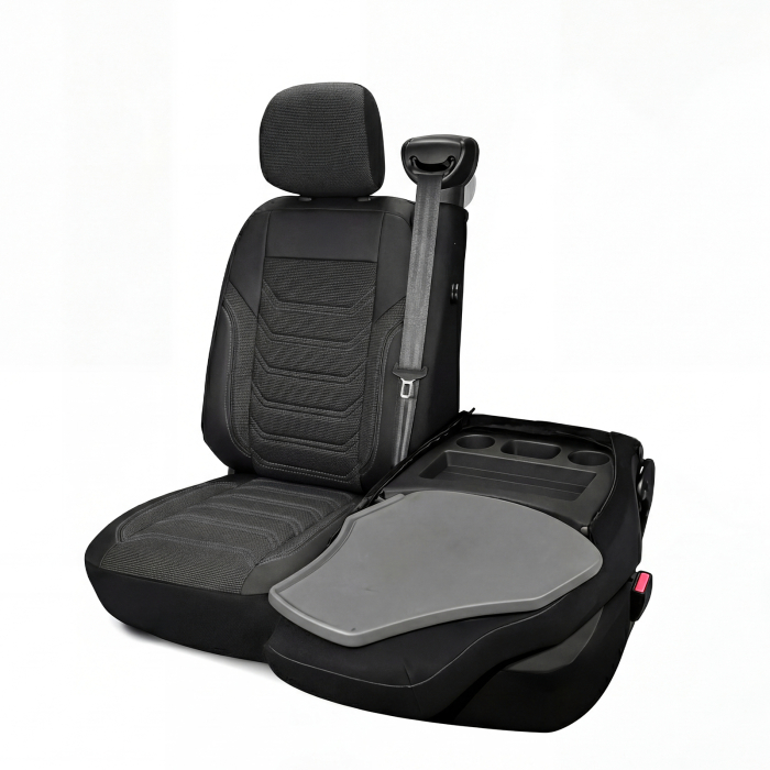 Set huse scaune premium RENAULT MASTER III 2010-2024 / OPEL MOVANO B 2010-2021 / NISSAN NV400 2010-2021, Piele ecologica si material textil, Negru/Gri [2]