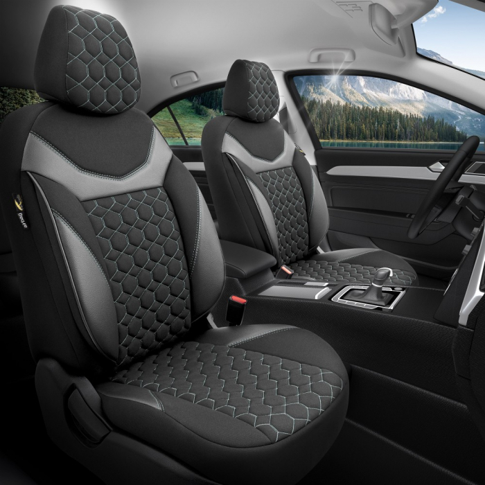 Set huse scaune SAPPHIRE compatibile VW Passat B6 (2005-2010)Piele+Textil (GRI) [3]