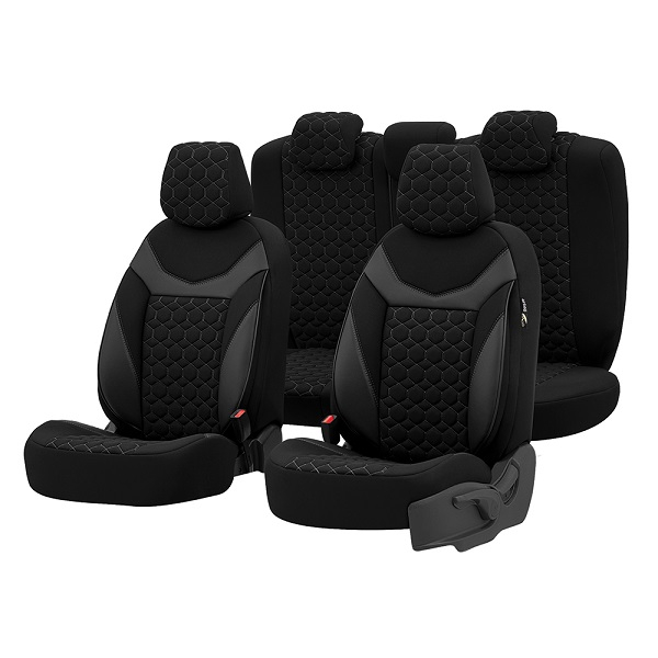 Set huse scaune SAPPHIRE compatibile VW Passat B6 (2005-2010)Piele+Textil (GRI) [2]