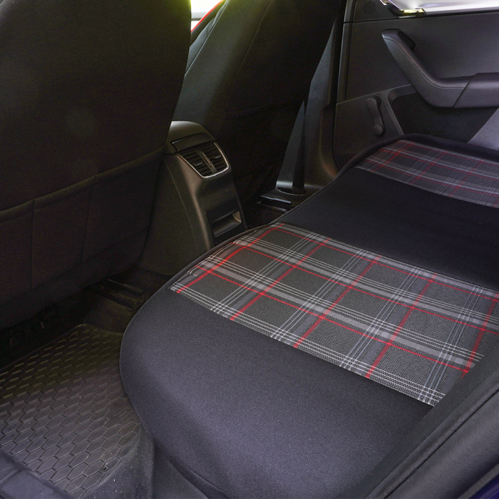 Set huse scaune textil si piele ecologica Opel Astra H Hatchback (2004-2014) Negru-Rosu [4]
