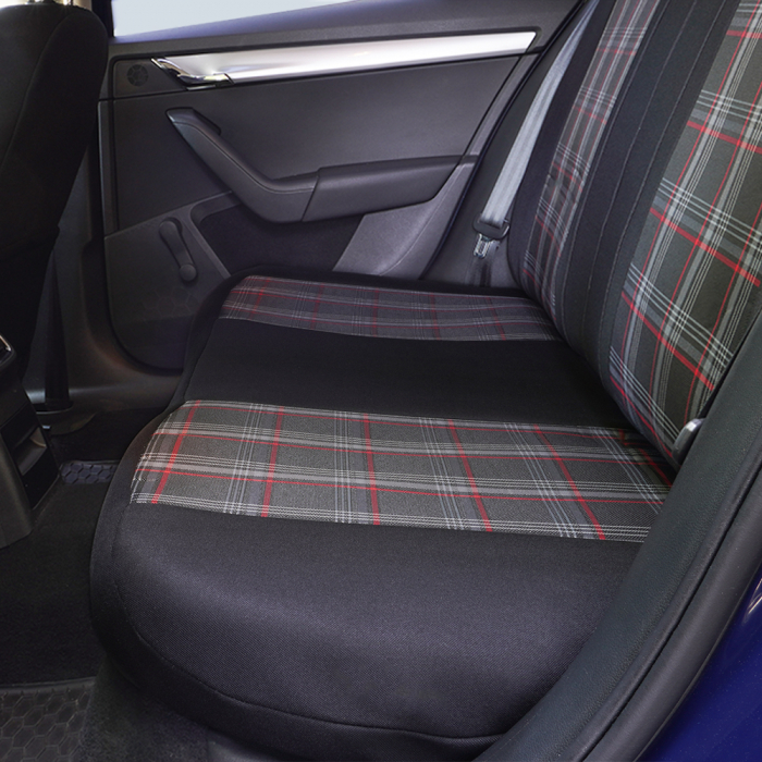 Set huse scaune textil si piele ecologica Opel Astra H Hatchback (2004-2014) Negru-Rosu [3]