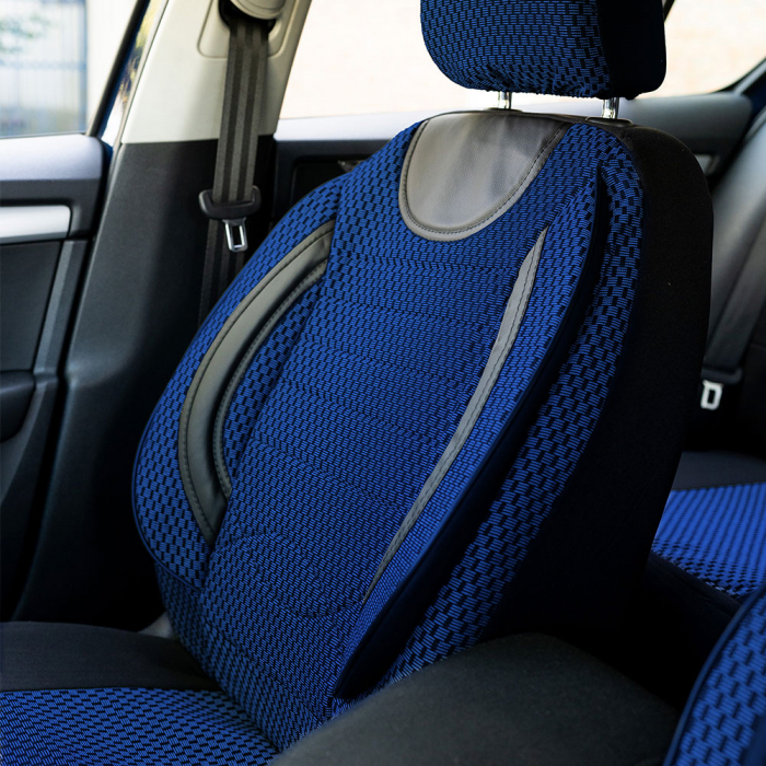 Set huse scaune textil si piele ecologica Opel Astra H Hatchback (2004-2014) Albastru [2]