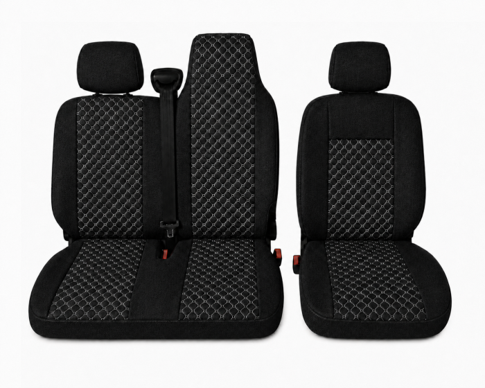 Set Huse Textile dedicate Renault Master III 2010-2019 – Negru cu Cusatura Alba [2]